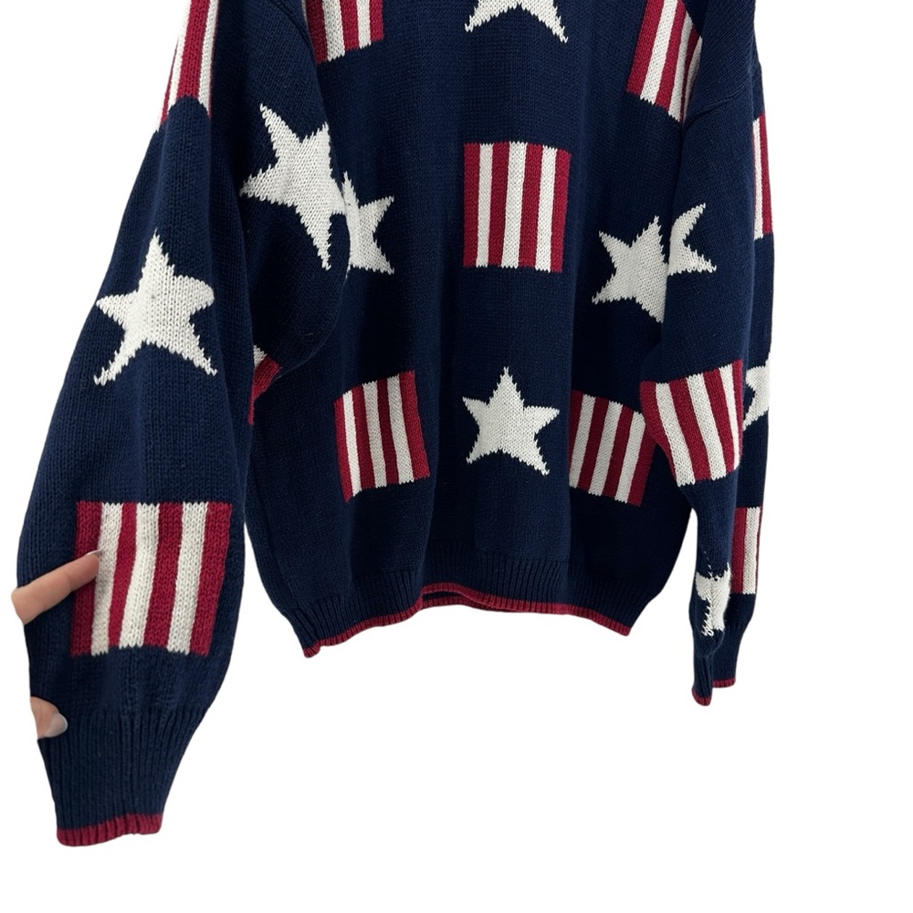 VINTAGE 90s Stars and Stripes St. Johns Bay Knit Sweater Oversized - Picture 5 of 9